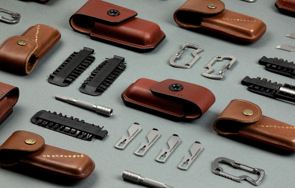 Diverse Leatherman tools, bitjes, schoefjes en hoesjes